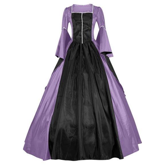 Tqyyweavej Gothic Dress for Women Medieval Victorian Costume Long Sleeve Square Neck Renaissance Halloween Costumes for Women