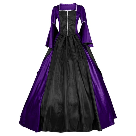 Tqyyweavej Gothic Dress for Women Medieval Victorian Costume Long Sleeve Square Neck Renaissance Halloween Costumes for Women