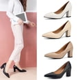 thumbnail image 1 of Tqyyweavej High Heels Pumps for Women Oversized Arch Support Chunky Block Heel Work Office Shoes Slip On Pointed Closed Toe Dressy Shoes, 1 of 9