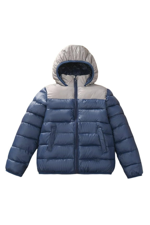 Kids Boy's Winter Coat Fleece Lined Waterproof Jacket Puffy Cotton Coat Thick Hooded Down Outdoor Coats 7-14 Years