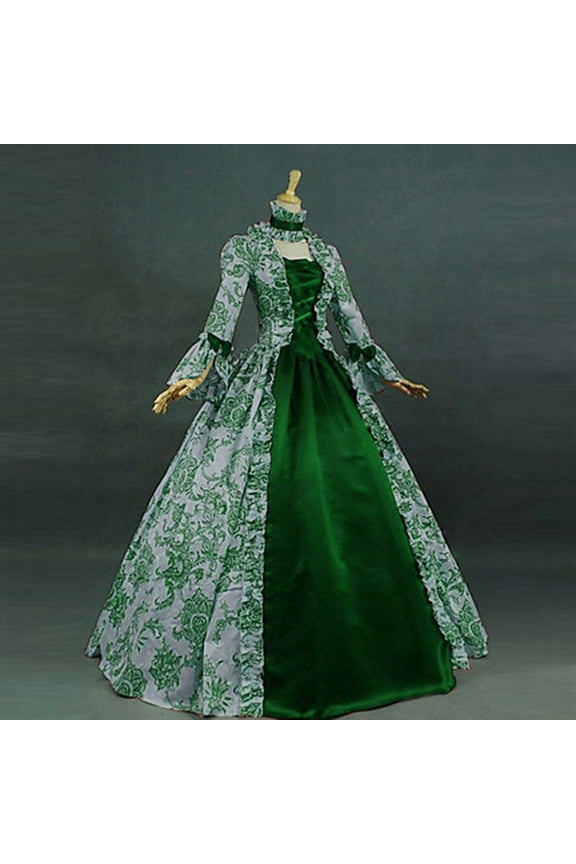 Medieval Victorian Dress for Women Vintage Renaissance Halloween Costumes Long Sleeve Square Neck Rococo Dresses Gothic Gown S-5XL