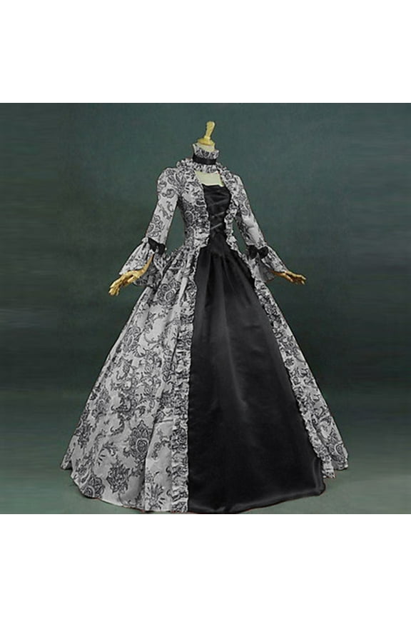 Medieval Victorian Dress for Women Vintage Renaissance Halloween Costumes Long Sleeve Square Neck Rococo Dresses Gothic Gown S-5XL