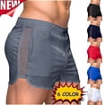 thumbnail image 1 of Tqyyweavej Men's Athletic Shorts Mesh Drawstring Summer Beach Booty Shorts Tight Solid Color Gym Shorts with Pockets for Surfing, 1 of 8
