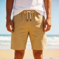 thumbnail image 1 of Tqyyweavej Men's Athletic Shorts Solid Color Pull-On Drawstring Shorts Straight Leg Outdoor Workout Shorts with Pockets, Khaki, 1 of 4