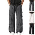 thumbnail image 1 of Tqyyweavej Men's Casual Cargo Pants Plus Size Straight Leg Trousers with Pockets Drawstring Wide Leg Outdoor Joggers for Hiking S-5XL, 1 of 10