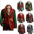 thumbnail image 1 of Tqyyweavej Men's Christmas Blazer Xmas Theme Party V-neck Corduroy Suit Fall Ugly Jacket Christmas Gifts for Men, Size S to 4XL, 1 of 8