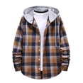 thumbnail image 1 of Tqyyweavej Men's Flannel Hoodie Plaid Shirt Long Sleeve Button Down Casual Shirt Jacket Lightweight Fall Shirts Hooded Jacket, 1 of 4