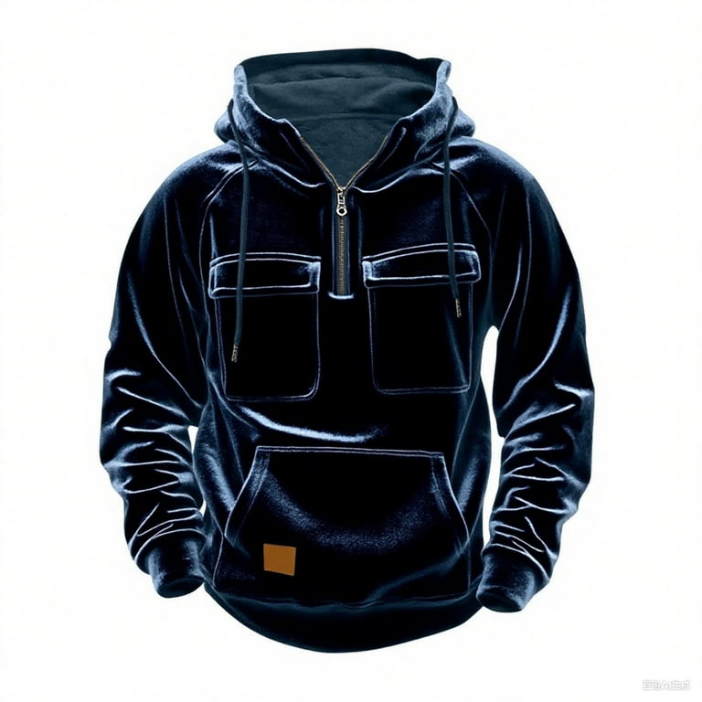 Clothing Mens Velour Zip Up Hoodie Tqyyweavej Men's Hoodies