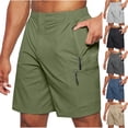 thumbnail image 1 of Tqyyweavej Men's Lightweight Swim Trunks Quick Dry Straight Leg Cargo Shorts Solid Color Wide Leg Swim Shorts with Multi Zipper Pockets, 1 of 7