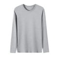 thumbnail image 1 of Tqyyweavej Men's Long Sleeve T-Shirt Plus Size Stretch Crew Neck Solid Color Basic Tee Shirt Casual Relaxed Fit Shirt for Gym Lounge L-5XL, 1 of 5