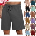 thumbnail image 1 of Tqyyweavej Men's Pajamas Shorts Drawstring Elastic Rise Botton Lounge Shorts Wide Leg Solid Color Sleep Shorts with Pockets S-3XL, 1 of 7