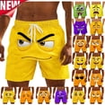 thumbnail image 1 of Tqyyweavej Men's Plus Swim Trunks Funny Pattern Wide Leg Board Shorts Drawstring Solid Color Swim Shorts with Pockets for Summer Beach Party, 1 of 6