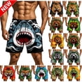 thumbnail image 1 of Tqyyweavej Men's Plus Swim Trunks Pull-On Funny Pattern Color Block Shorts Drawstring Wide Leg Baggy Swim Shorts with Pockets, 1 of 10