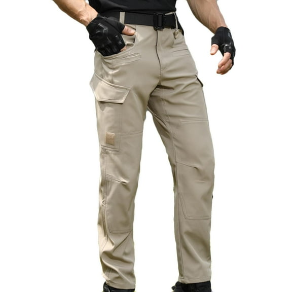 Tqyyweavej Men's Quick Dry Tactical Pants Fleece-Lined Water Resistant Outdoor Pant Lightweight Stretch Cargo Work Hiking Pants S-4XL
