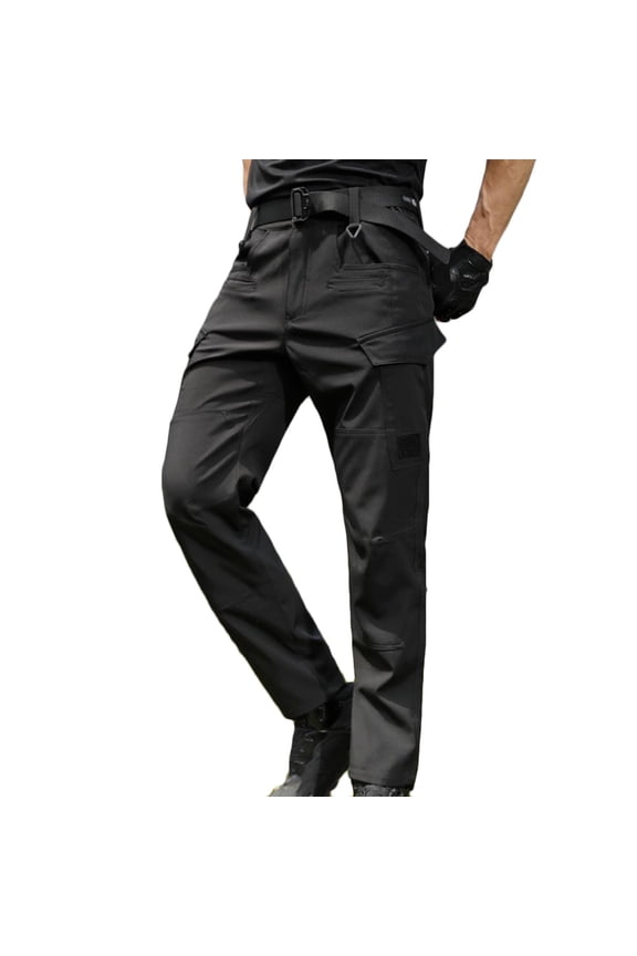 Men's Quick Dry Tactical Pants Fleece-Lined Water Resistant Outdoor Pant Lightweight Stretch Cargo Work Hiking Pants S-4XL