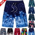 thumbnail image 1 of Tqyyweavej Men's Swim Trunks Quick Dry Elastic Rise Printed Summer Beach Shorts Drawstring Straight Leg Swim Shorts with Pockets, 1 of 7