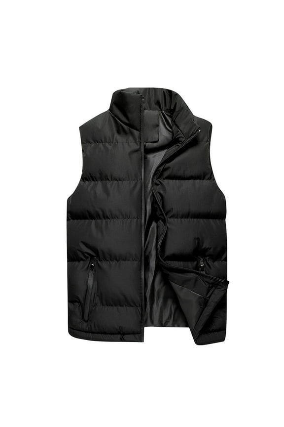 Men's Vest Outerwear, Lightweight Packable Insulated Puffer Water-Resistant Coat Warm Winter Sleeveless Jacket with Pocket