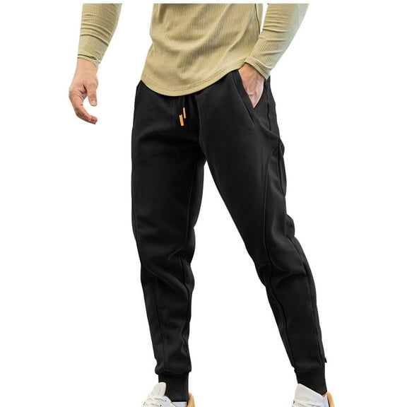 Tqyyweavej Men's Winter Thermal Fleece Pants Sherpa Lined Sweatpants Athletic Warm Running Tapered Jogger Pants with Pockets