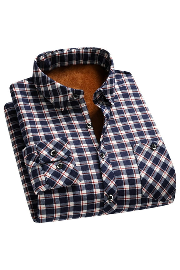 Mens Sherpa Fleece Lined Flannel Shirt Jacket Long Sleeve Button Down Casual Plaid Winter Warm Shirts Jacket with Pocket