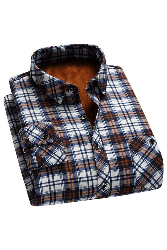 Mens Sherpa Fleece Lined Flannel Shirt Long Sleeve Button Down Casual Plaid Warm Winter Shirts Jacket with Pocket