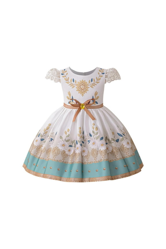 Newborn Infant Baby Girls Muslim Dress Kids Long Sleeve Crew Neck Lace Prayer Dress Middle East Arabic Kaftan Dress 6M-3Y