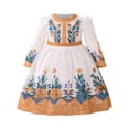 thumbnail image 1 of Tqyyweavej Newborn Infant Baby Girls Muslim Dresses Kids Long Sleeve Crew Neck Floral Printed Lace Prayer Dress Middle East Arabic Kaftan Dress 6M-3Y, 1 of 9