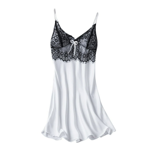 Tqyyweavej Nightgowns for Women V Neck Lace Sexy Cami Sleep Dress Loungewear Sleepwear Soft Nightshirt Pajama Dress