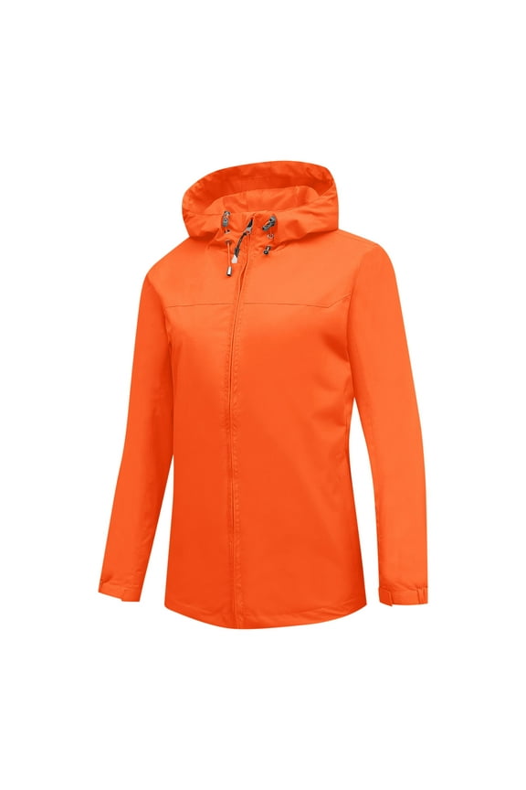 Outdoor Ventures Rain Jacket Women Lightweight Zip Up Waterproof Raincoat with Hood Hiking Cycling Bike Jacket