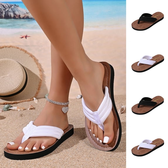 Tqyyweavej Oversized Flip Flops for Women Open Round Toe Color Block Thong Sandals Versatile Outdoor Flat Sandals, Slippers for Women