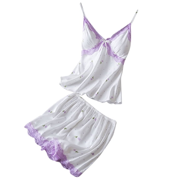 Tqyyweavej Pajama Sets for Women 2 Piece Lace Sexy Sleeveless Cami Tank Top and Shorts Pj Set Y2K Matching Lounge Sleepwear
