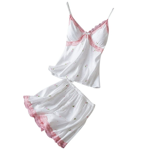 Tqyyweavej Pajama Sets for Women 2 Piece Lace Sexy Sleeveless Cami Tank Top and Shorts Pj Set Y2K Matching Lounge Sleepwear