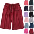 thumbnail image 1 of Tqyyweavej Pajamas Shorts for Women Plus Size High Waisted Lightweight Loungewear Oversized Drawstring Soft Comfy Shorts with Pockets, 1 of 6