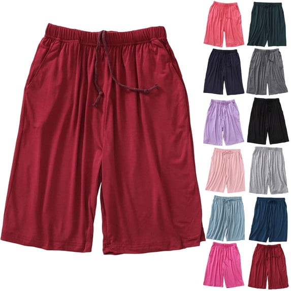 Tqyyweavej Pajamas Shorts for Women Plus Size High Waisted Lightweight Loungewear Oversized Drawstring Soft Comfy Shorts with Pockets