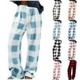 thumbnail image 1 of Tqyyweavej Plus Size Plaid Pajama Pants for Women Flannel Elastic Waist Casual Pj Loose Color Block Soft Pants Size S to 5XL, 1 of 7