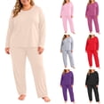 thumbnail image 1 of Tqyyweavej Plus Size Thermal Underwear for Women Oversized Long Sleeve Base Layer Tops and Elastic Waisted Pants Bottom, 2 Piece Sets for Women M-5XL, 1 of 10