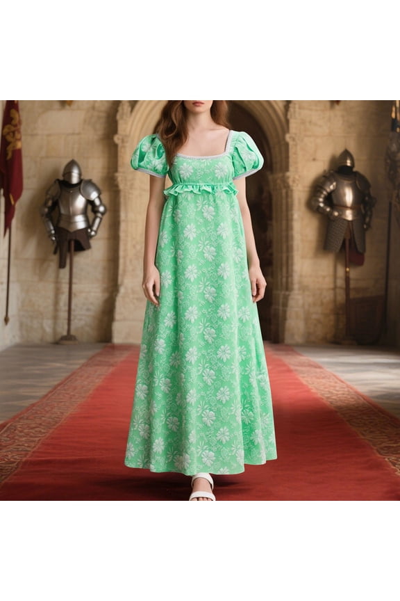 Regency Dresses for Women Puffy Sleeves Victorian Dress Costume Empire Waist Regency Ball Gown Embroidery Halloween Costume
