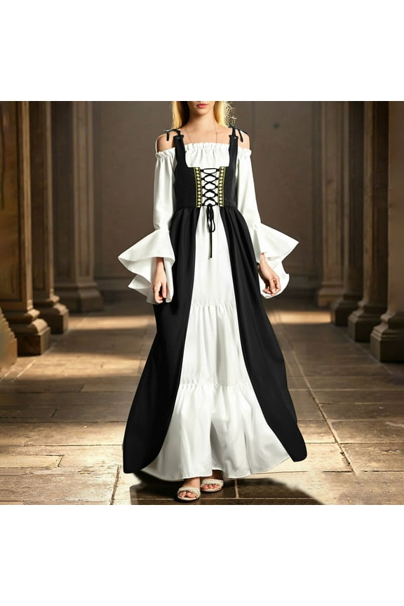 Renaissance Dress for Women Medieval Vintage Gothic Corset Costumes Butterfly Sleeve Clod Shouder Steampunk Cocktail Party Dress