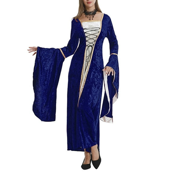 Tqyyweavej Renaissance Dresses for Women Costume Medieval Irish Over Dress Peasant Fairy Renaissance Dress Ball Cosplay Retro Gown