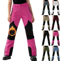 Tqyyweavej Ski Pants Women Fleece Lined Color Block Windproof Cargo Pants Insulated Snowboarding Hiking Snow Pants with Zip Pockets
