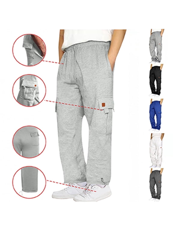 Sweatpants for Men Multi Pockets Drawstring Cargo Pants Lounge Active Tech Sweatpants for Running Size S to 5XL