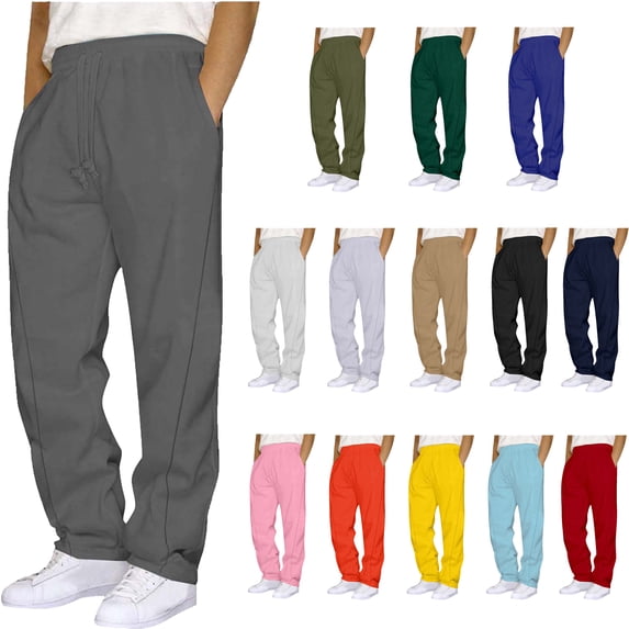 Tqyyweavej Sweatpants for Men Wide leg Open-bottom Pants with Pockets Active Tech Drawstring Joggers Pants for Men(S-3XL)