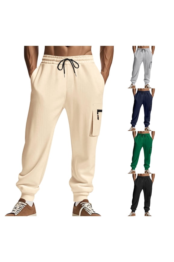 Sweatpants for Men Zip Pockets Drawstring Closed Bottom Pants Casual Active Tech Sweatpants with Pockets for Running