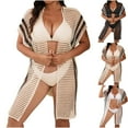 thumbnail image 1 of Tqyyweavej Swimsuit Crochet Cover Up for Women Stripe Hollow Out Sleeveless Bathing Suits Coverups Loose Solid Color Free Size Beach Cover Up, 1 of 6