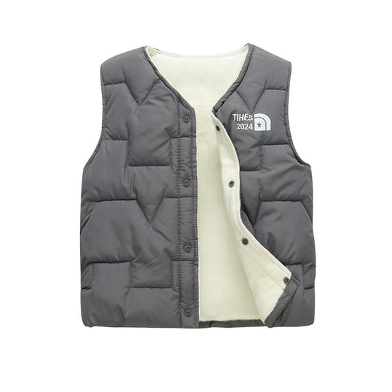 Tqyyweavej Toddler Girls Boys Winter Puffer Vest Fleece Hooded Kids Sleeveless Jacket Padded Down Waistcoat Outwear for Baby and Boys Girls 2-15 Years