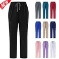 thumbnail image 1 of Tqyyweavej Unisex's Scrub Pants Drawstring Straight Leg Solid Color Pant Stretchy Elastic Waist Work Pants Women Men with Multi Pockets, 1 of 8
