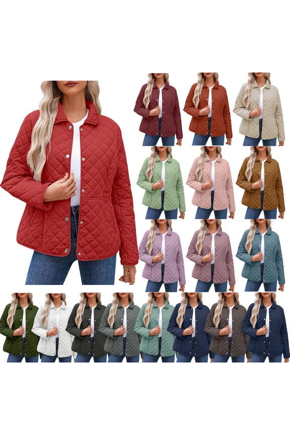 Winter Jackets for Women Puffer Windproof Lightweight Quilted Outerwear Button Water-Resisant Coats with Pockets Gifts for Women(S to 2XL)