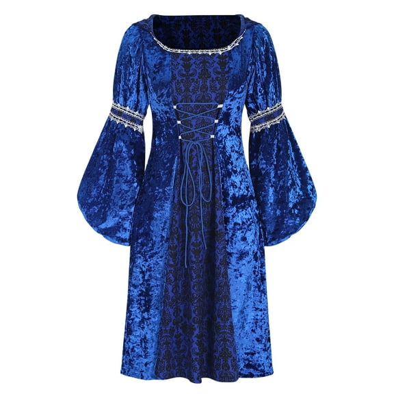 Tqyyweavej Women Renaissance Vintage Dresses Medieval Witch Long Maxi Dress Cosplay Halloween Costume Wedding Evening Ball Gowns