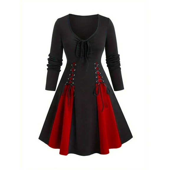 Tqyyweavej Women Renaissance Vintage Dresses Medieval Witch Long Maxi Dress Cosplay Halloween Costume for Women