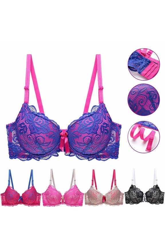 Women's Lace Supportive Bras Full Coverage Padded Lingerie Bras Full Coverage Scalloped Mesh Underwire Bras Size M to 2XL