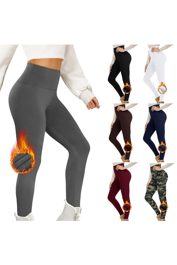 Women's Leggings Fleece Lined High Rise Tummy Control Casual Pants Athletic Fitness Stretch Soft Yoga Pants for Runing S-L